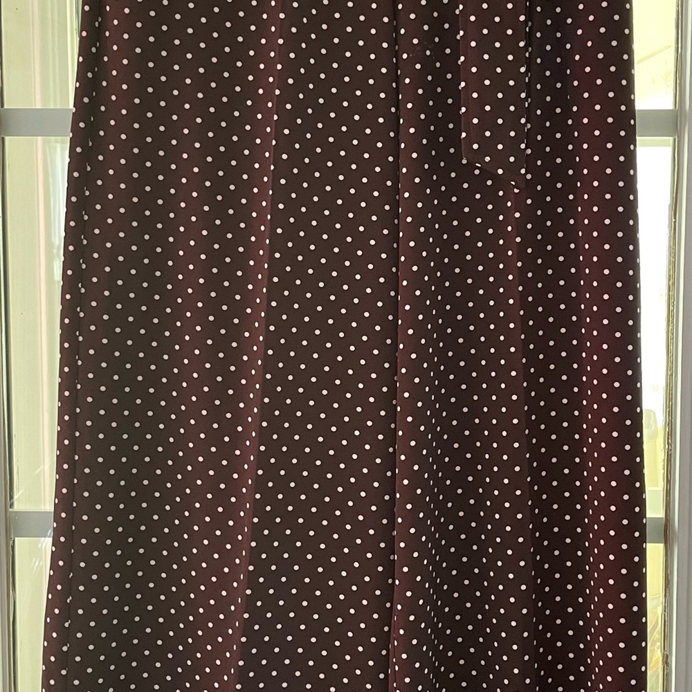 Brown polka dot wide leg pants